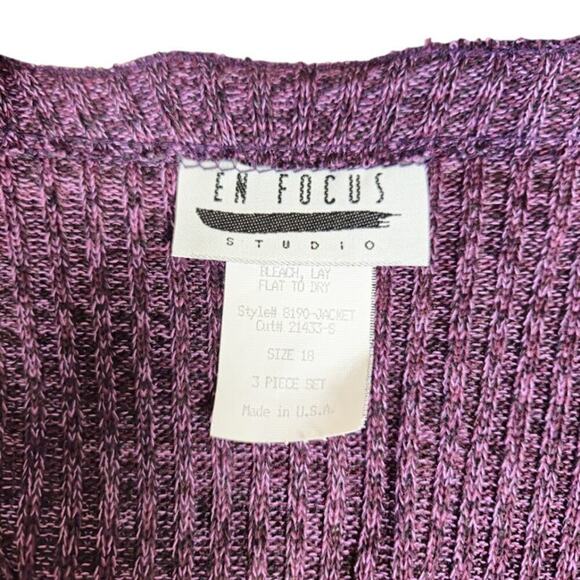 En Focus VTG Tank Cardigan Set Women Size 18 Purple 90s Y2K Preppy Career - Picture 3 of 12